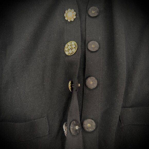 MARC JACOBS The Jewelled Button Cardigan Black SIZE XS Wool Cashmere Sweater - Picture 11 of 16